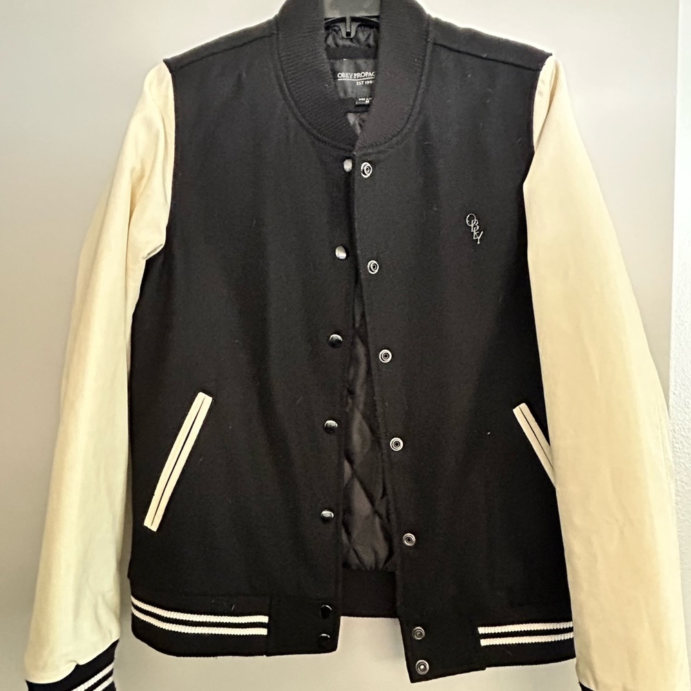 OBEY Letterman’s Jacket in size Medium.